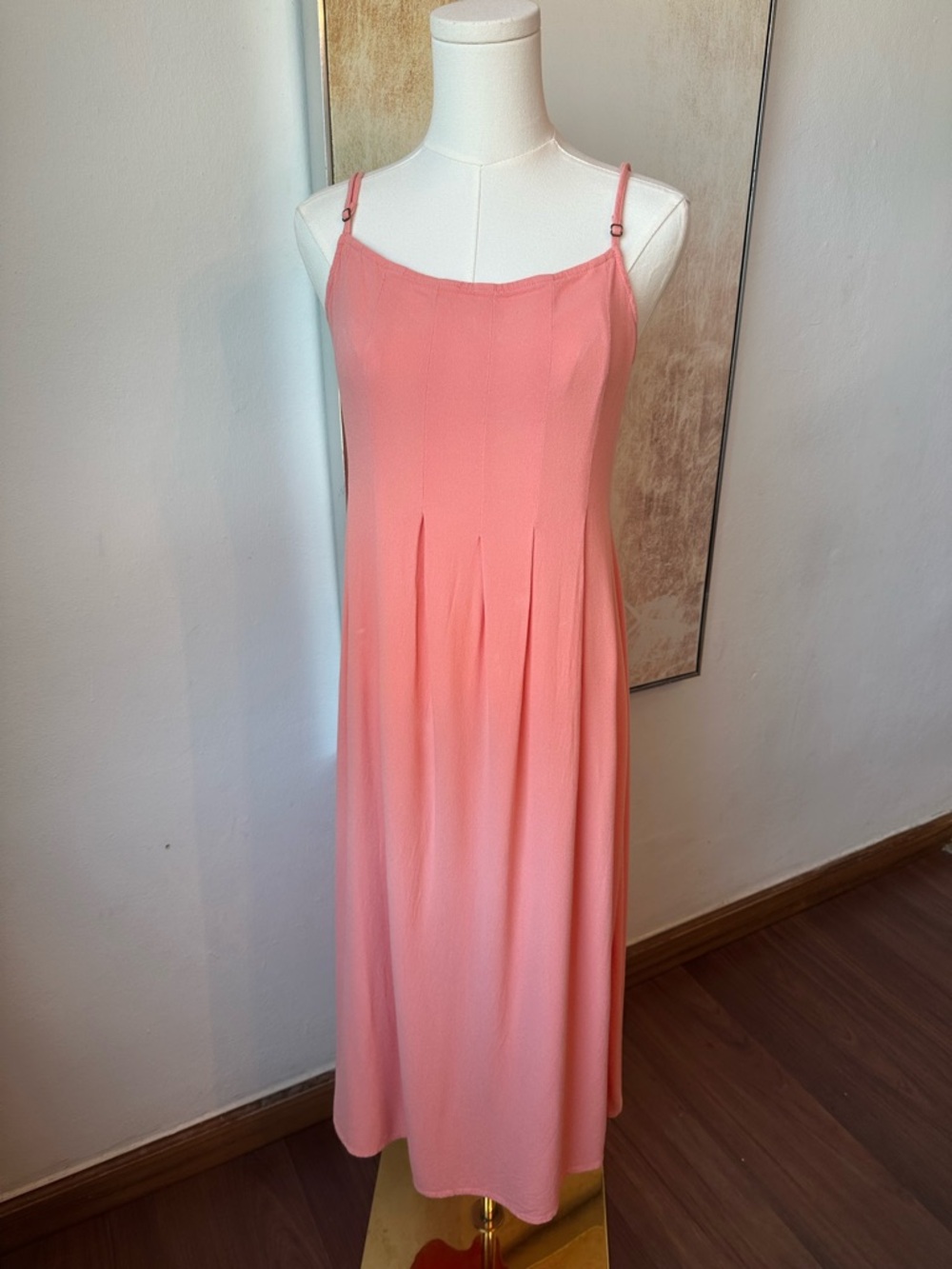 O’neill Coral Pink Spaghetti Strap Midi Dress Surfstyle Beach Casual Size Small